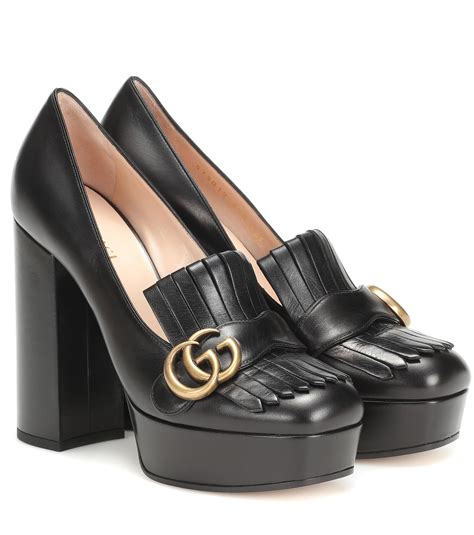 gucci marmont pumps black|Gucci Marmont platform pumps.